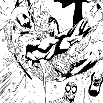 Comic Page Inking! Deadpool vs Hitman Monkey