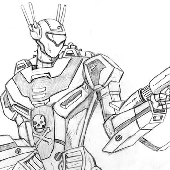 Pencils of Skull One Veritech Fighter from Robotech