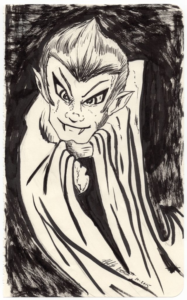 Cartoony Vampire Ink Drawing
