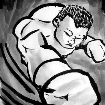 Knocking Out Inktober: A Boxer’s Swing in Ink Wash
